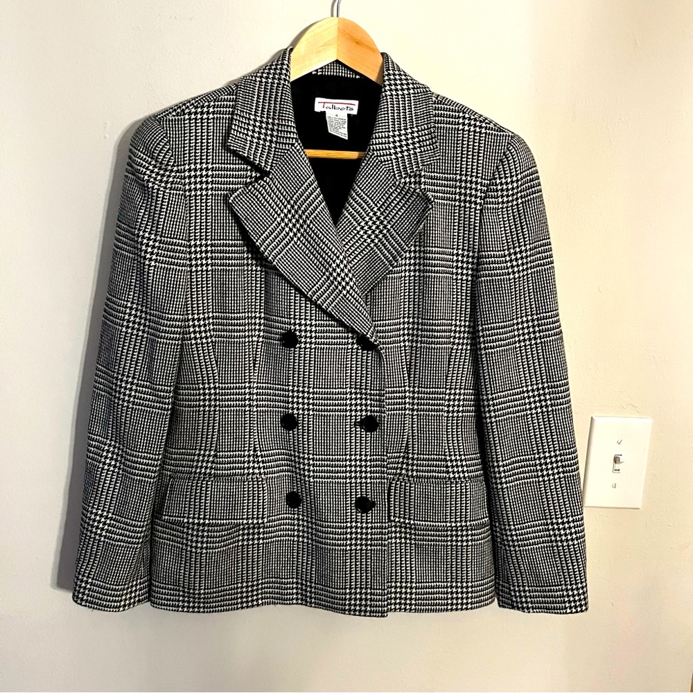 Talbots Black & White Herringbone Jacket, Sz 4